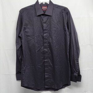 Carreli Mens Dress Shirt Mercerized Egyptian Cotton 17 36/37 French Cuff Black